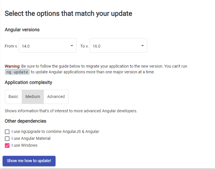 updating your Angular version