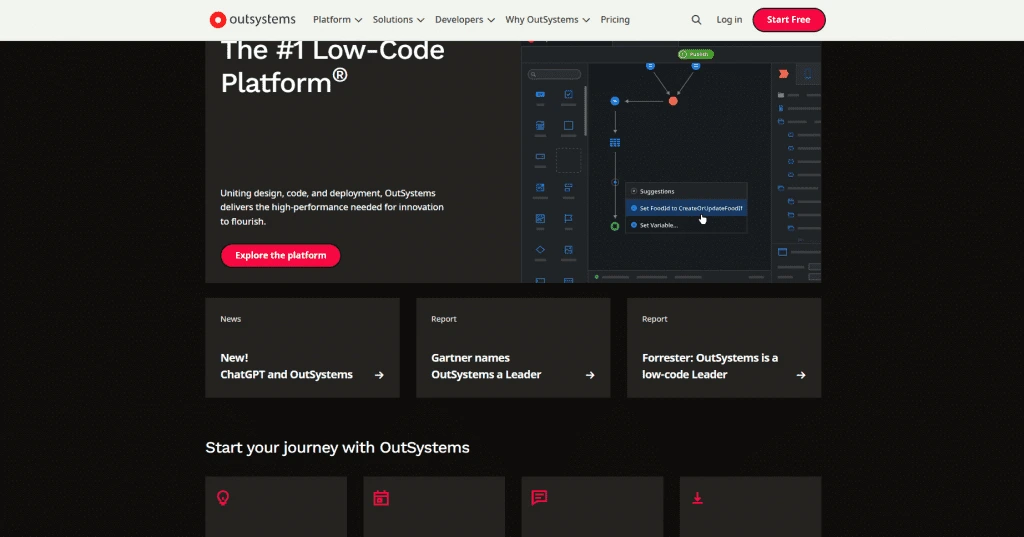 Best Low Code Development Platforms- Detailed Guide 2026 20 OutSystems Website Overview