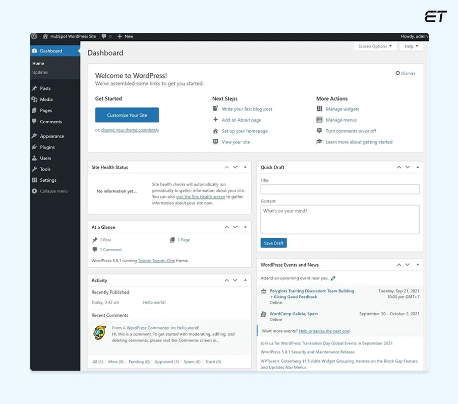 WordPress Dashboard